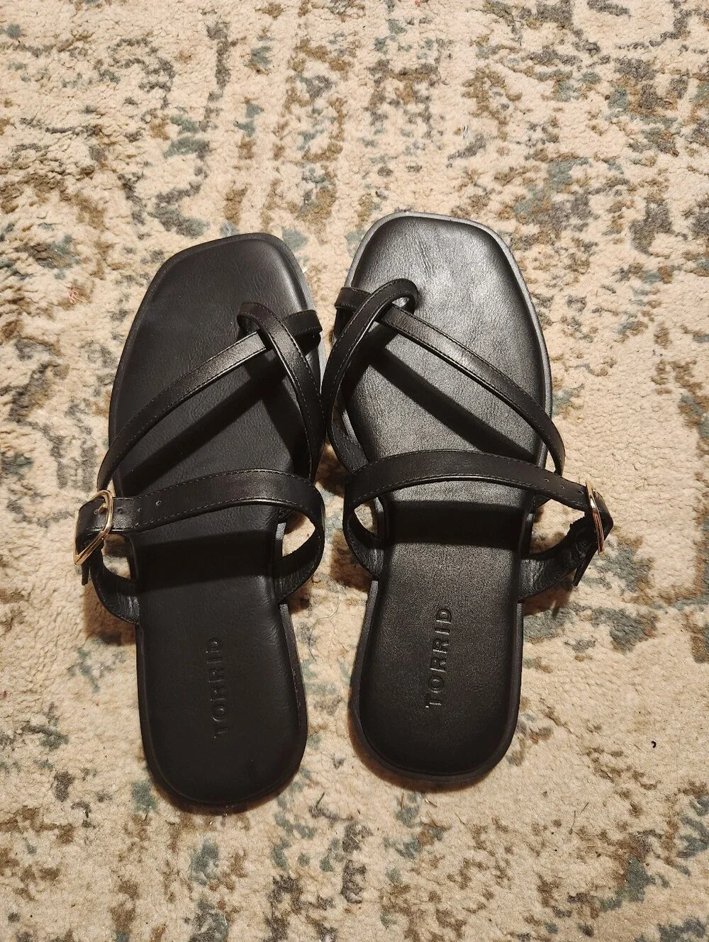 torrid Black Cross-Strap Slide Sandals with Buckle Size 8.5w